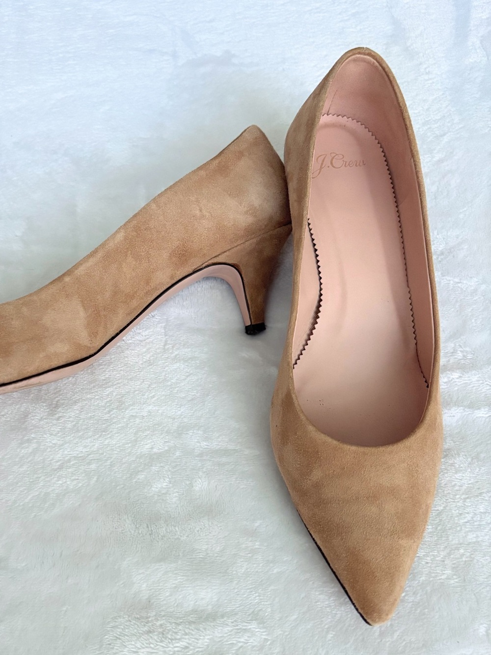 J. CREW Kitten Heel Pointed Toe Tan Suede Pump--EUC--8.5